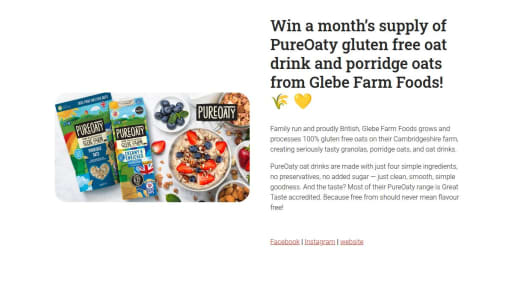 Glebe Farm Foods Pureoaty Gluten Free Oat Drink and Porridge Oats Supply