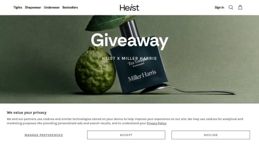 Miller Harris and Heist Gift Cards