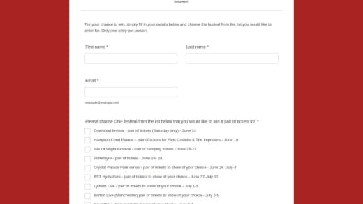 Pair Of Tickets To A Summer Festival