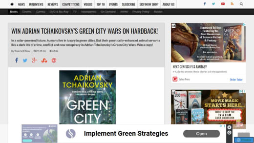 Adrian Tchaikovsky's Green City Wars Hardback Novel