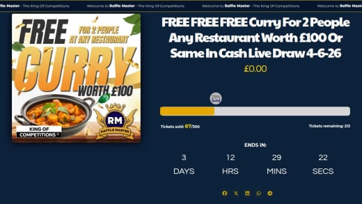 Curry For Two Meal Voucher Or Cash Equivalent