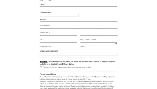 Magazine Crossword Cash Prizes