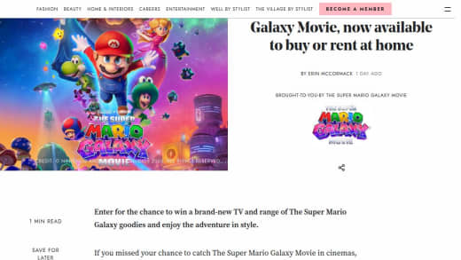 Hisense 65in 4K Ultra HD Smart TV and Super Mario Galaxy Movie Watch Party Kit