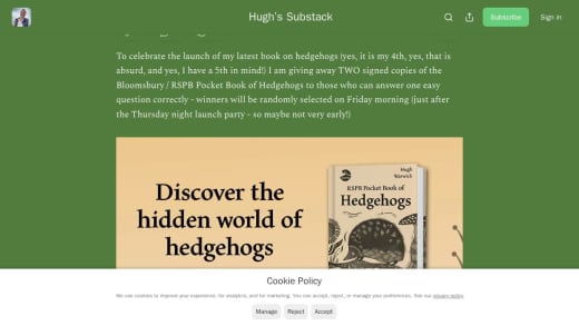 Signed Copy Of The Bloomsbury / RSPB Pocket Book Of Hedgehogs