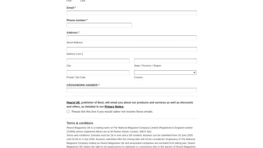 Magazine Crossword Cash Prizes