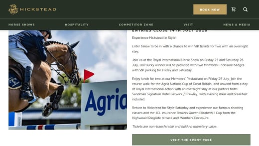 VIP Tickets For Two To The Royal International Horse Show With Overnight Stay