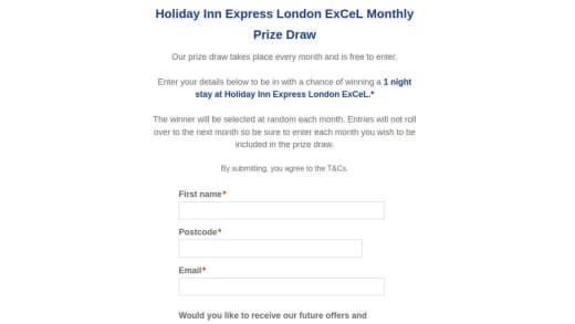1 Night Stay at Holiday Inn Express London ExCeL