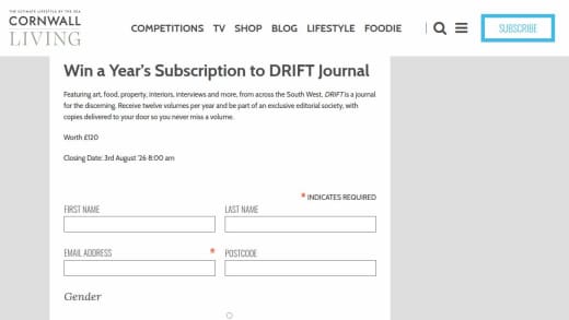 Year's Subscription To Drift Journal