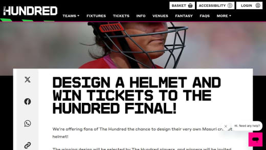 Tickets To The Hundred Final And Custom Cricket Helmet