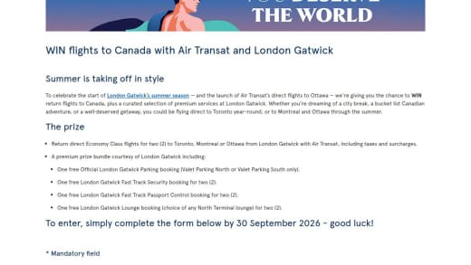 Air Transat Flights From Gatwick To Toronto/Montreal/Ottawa