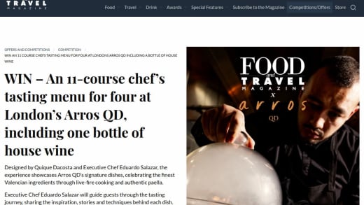 Chef's Tasting Menu For Four At Arros QD