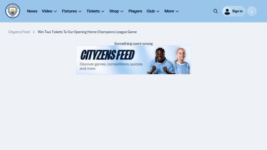 Two Tickets To Manchester City's Opening Home Champions League Game