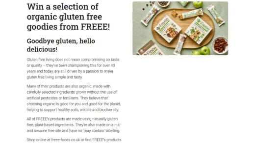 Selection Of Organic Gluten Free Goodies From Freee