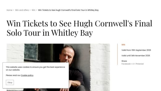 Two Tickets To A Hugh Cornwell Acoustic Performance