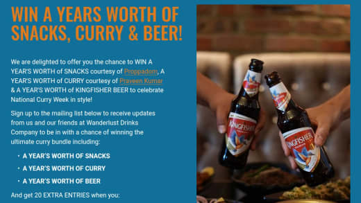 Year's Worth Of Curry, Snacks & Beer