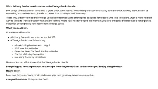 Brittany Ferries Travel Voucher And A Vintage Books Bundle
