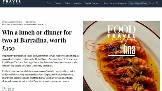 Lunch Or Dinner For Two At Barrafina