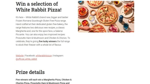 Selection Of White Rabbit Gluten Free Pizza