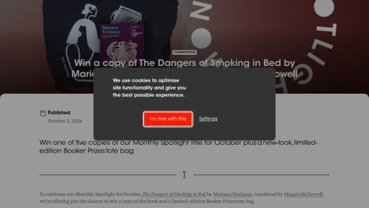 Copy Of The Dangers Of Smoking In Bed & A Booker Prizes Tote Bag