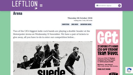 Pair Of Tickets To Watch Suede And The Manic Street Preachers