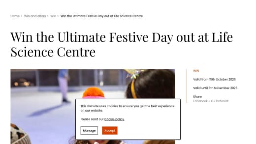 Family Ticket To Newcastle's Life Science Centre Inc. Ice Skating