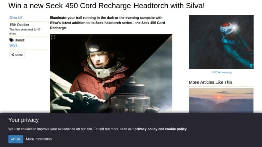 Seek 450 Cord Recharge Headtorch