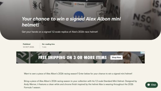 Alex Albon 2026 Signed Mini Helmet