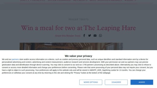 Meal For Two At The Leaping Hare In Suffolk