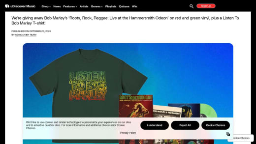 Bob Marley Roots, Rock, Reggae: Live At Hammersmith Odeon On Red & Green Vinyl + T-Shirt