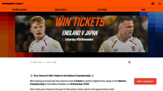 Tickets To Watch England vs Japan In The Nations Championship