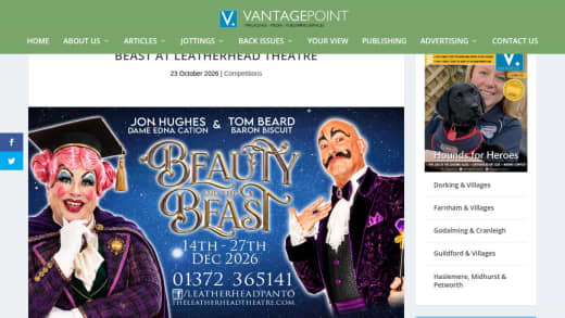 Family Ticket To See Beauty And The Beast At Leatherhead Theatre
