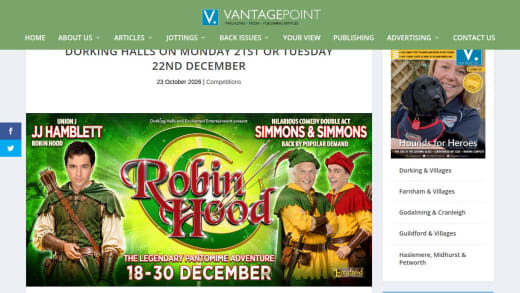 Family Ticket To See Robin Hood At Dorking Halls
