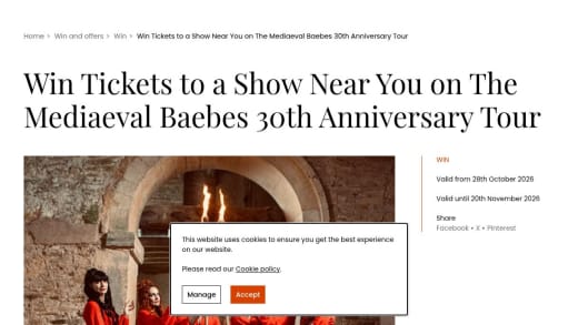 Pairs Tickets To The Mediæval Bæbes