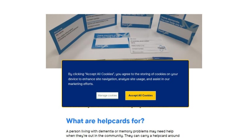 Helpcards for Memory Problems or Dementia