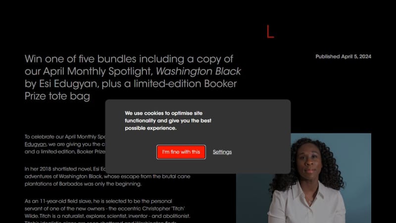 Copy of Washington Black by Esi Edugyan and Booker Prize Tote Bag