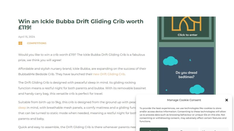 Ickle Bubba Drift Gliding Crib