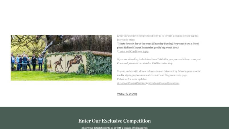 2 Tickets To Badminton Horse Trails & A Holland Cooper Equestrian Goodie Bag