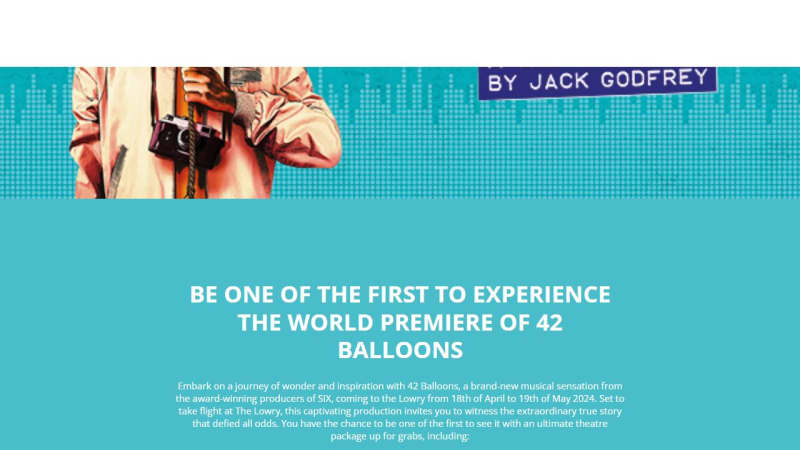 Tickets to World Premiere of 42 Balloons Musical