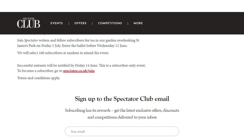 Ticket to The Spectator Tea Party on Friday 5 July 2024