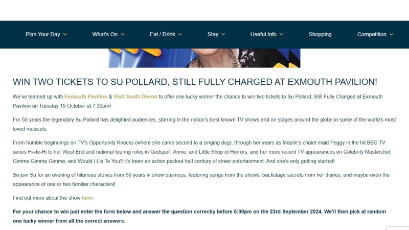 Two Tickets To Su Pollard, Still Fully Charged At Exmouth Pavilion