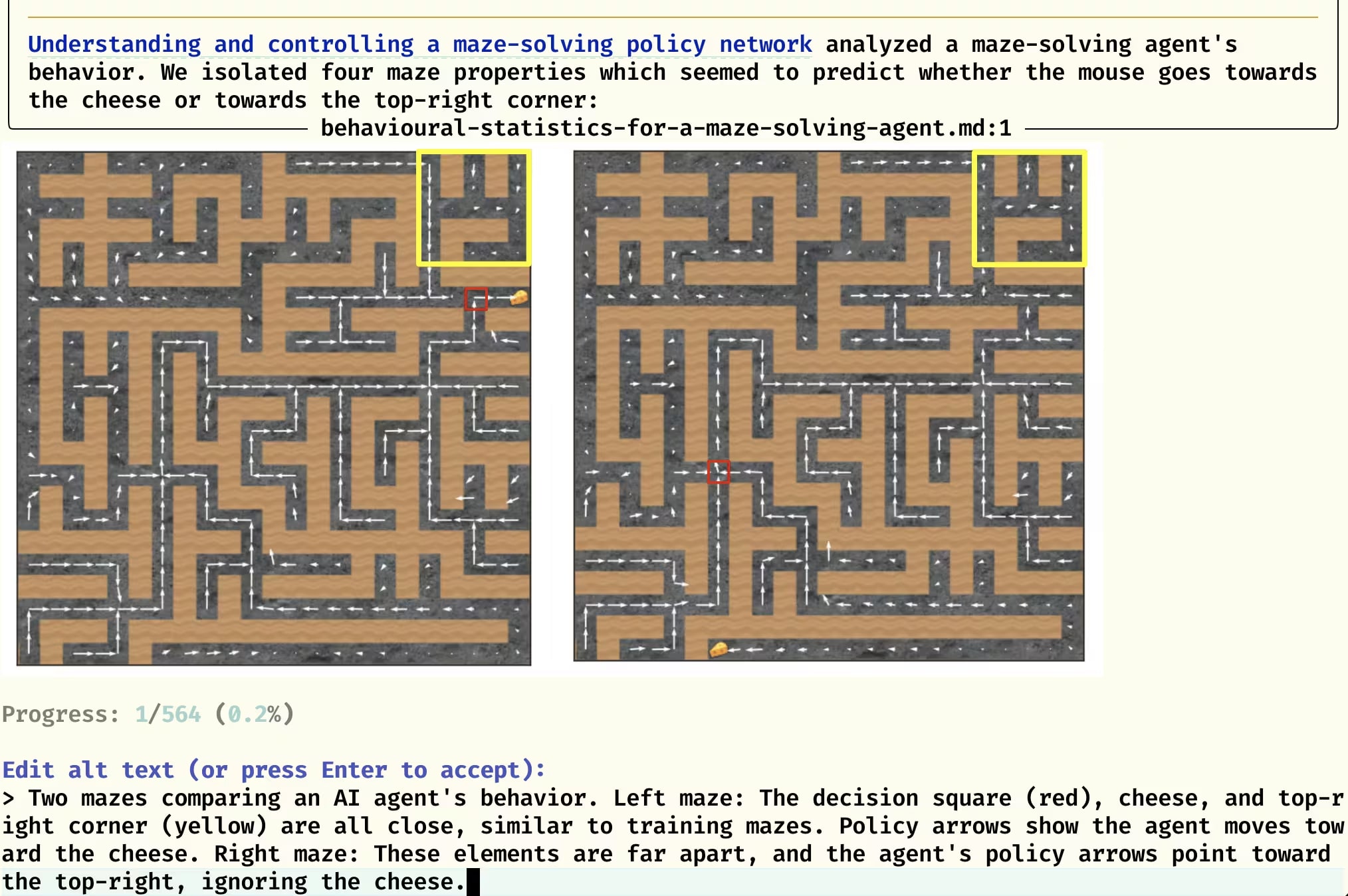 Generating alt text for maze diagrams from an article.