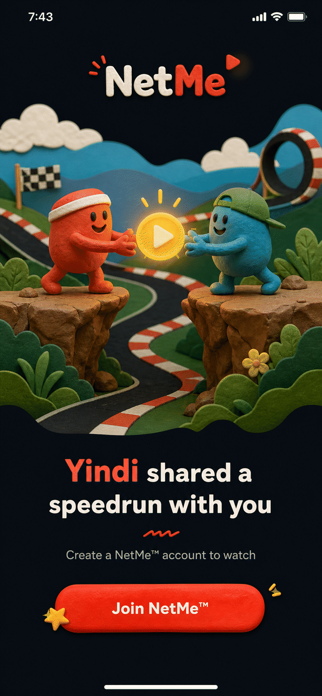 Animated NetMe account gate