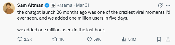 https://x.com/sama/status/1906771292390666325