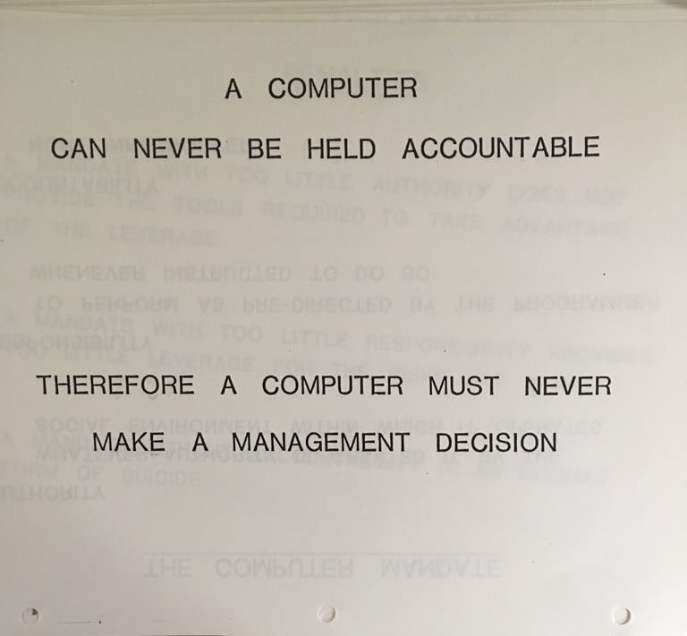 A computer can never be held accountable