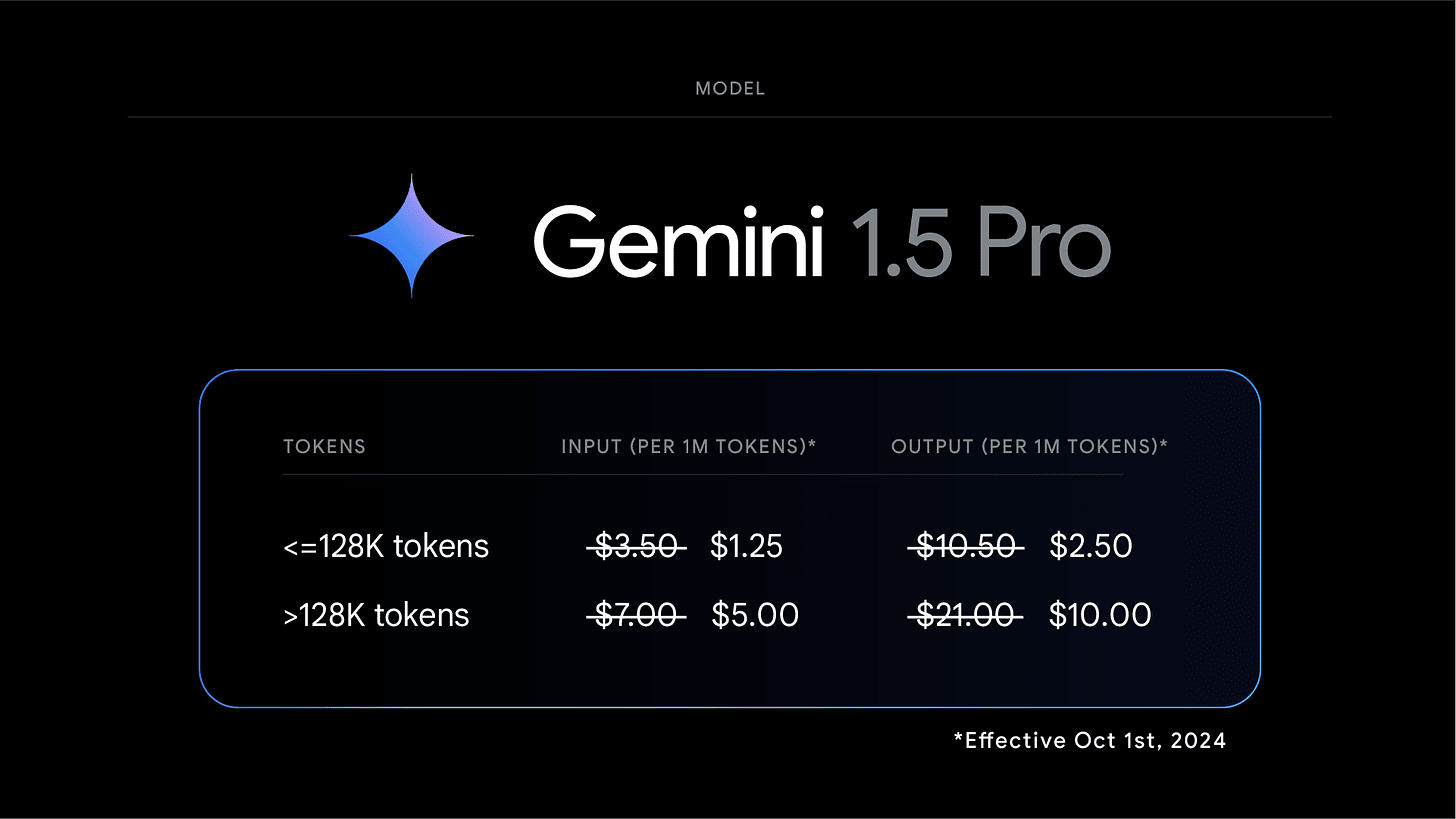 A pricing table for the Gemini 1.5 Flash model, outlining the cost per one million tokens for input and output