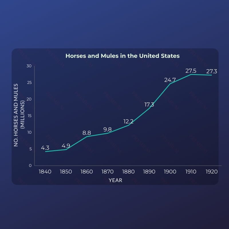 horses and mules in US