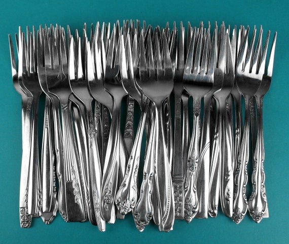 50 X Retro Salad / Dessert Forks - Mid Century - Mix + Match - Vintage  Stainless Set - Bulk Lot - Etsy