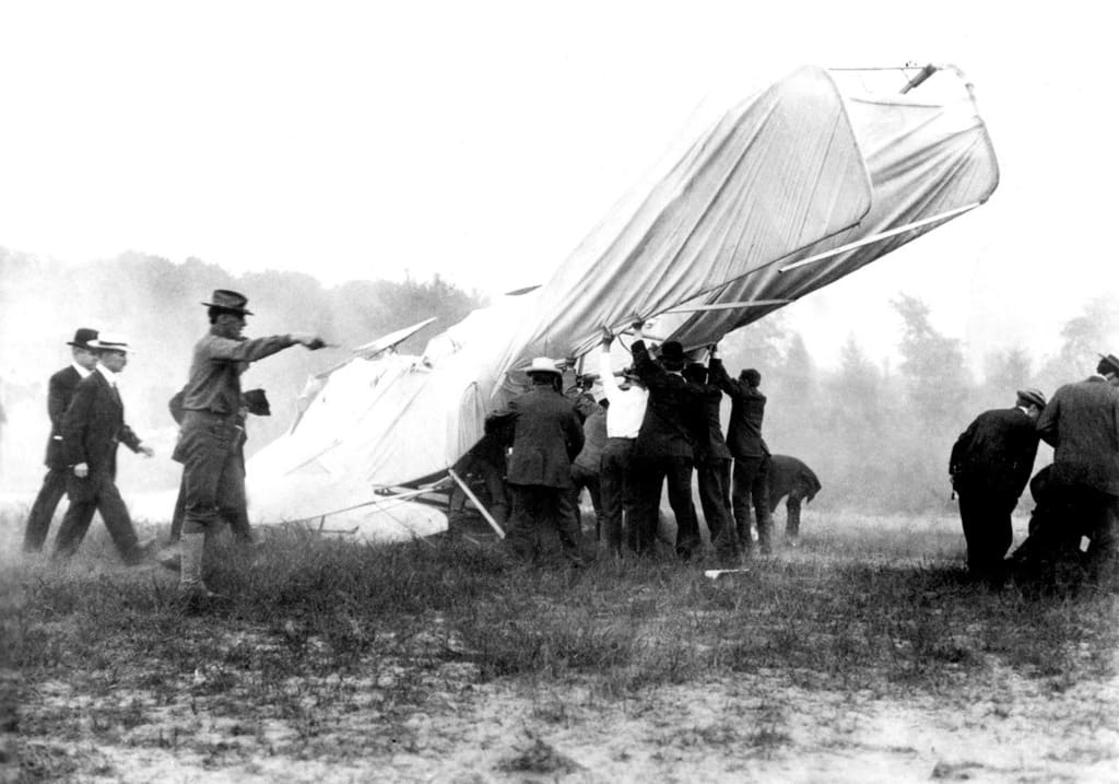 The wreck of the crash that killed Lt. Selfridge.