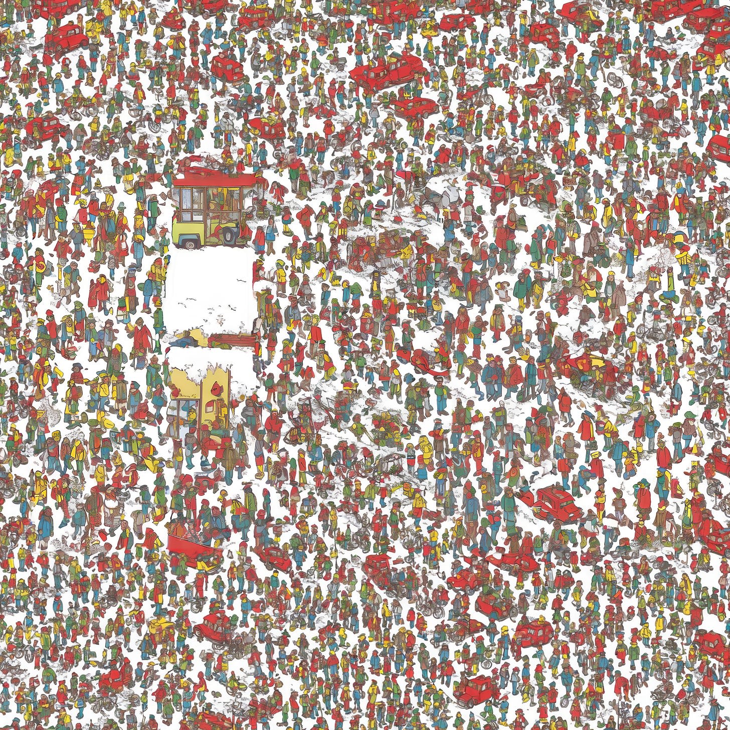 r/StableDiffusion - I trained a model to do Where's Waldo / Where's Wally style images. Go ahead, he's in there somewhere!