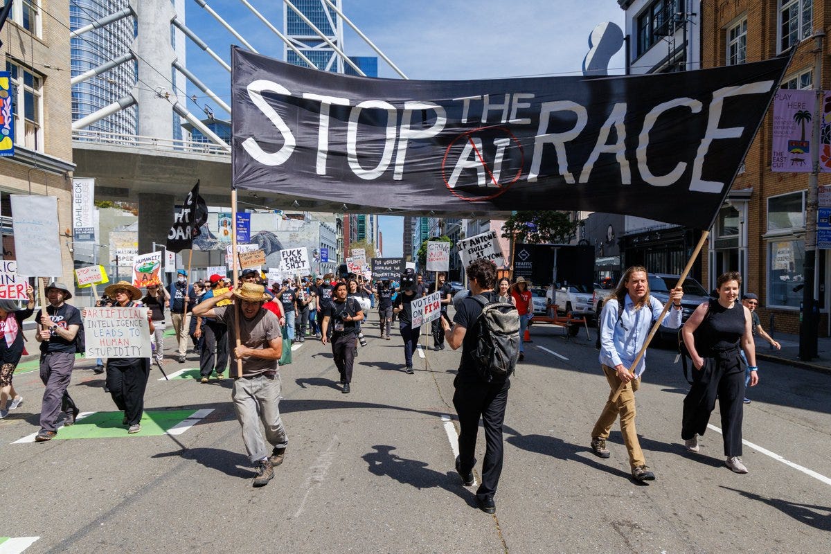 AI safety protest draws crowds, but organizers want millions more